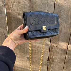 Chanel Black Quilted Crossbody Bag with Gold Chain